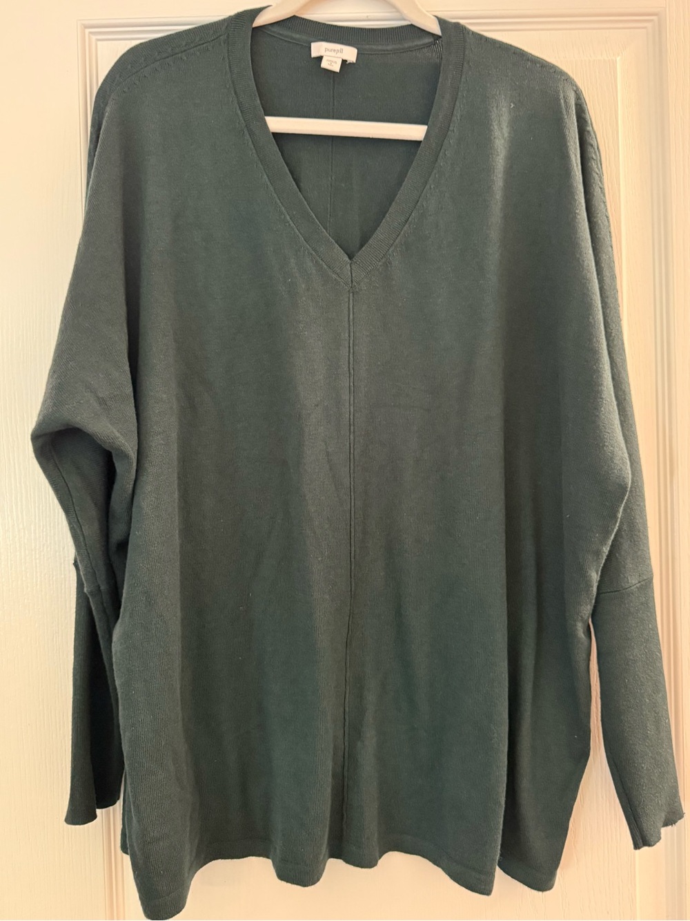 J. Jill Deep Teal V-Neck Tunic Sweater, Small Tall